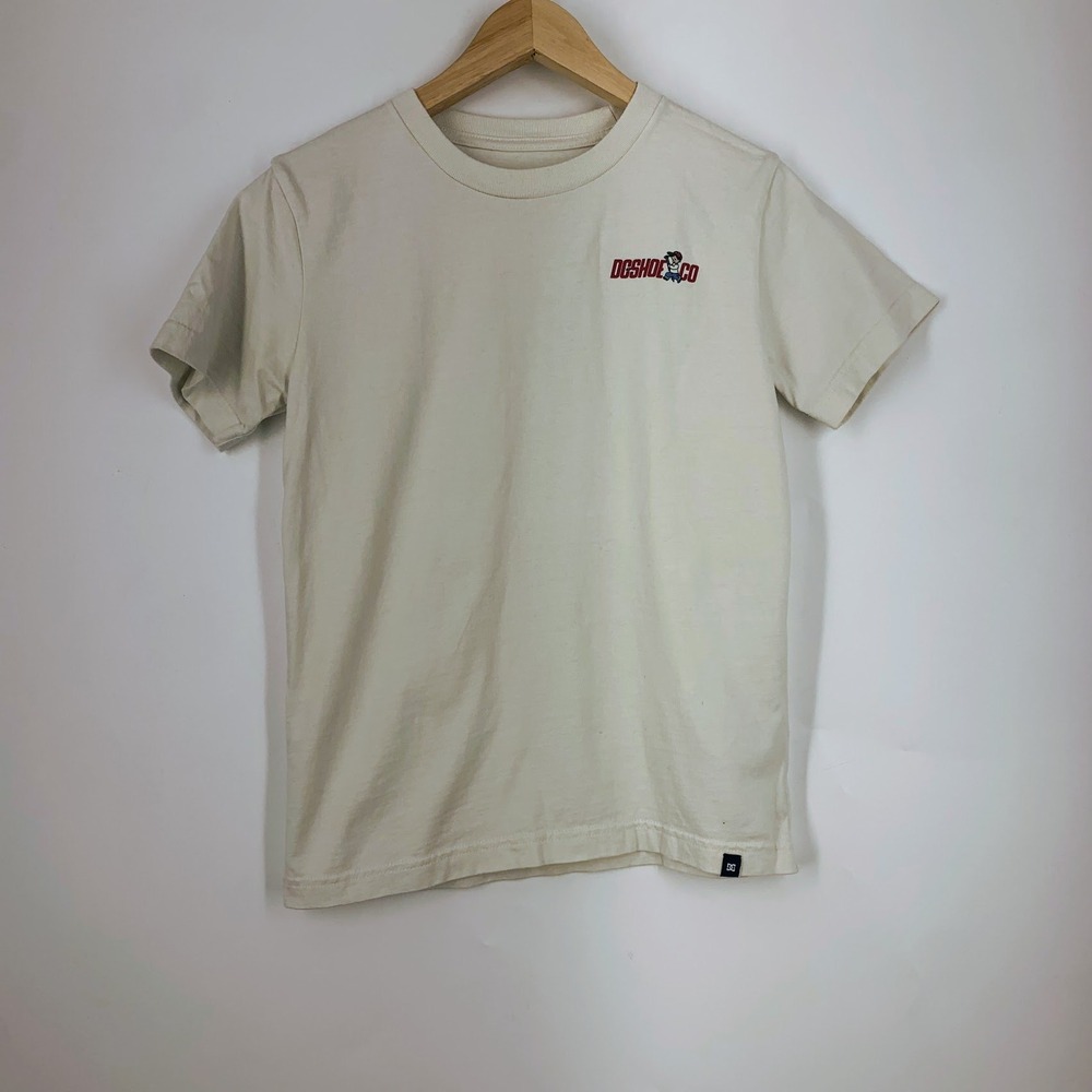 DC Shoes Kids Graphic T-Shirt Cream Off-White Short Sleeve Crew Neck Skate Tee‎